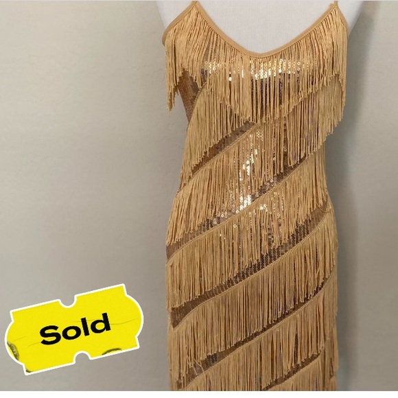 Dresses & Skirts - ❌Amazon Fringe Sequin Dress in Gold❌